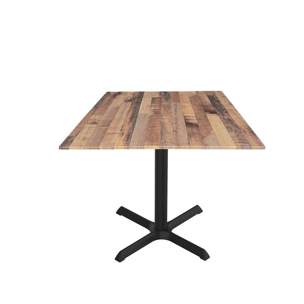 30 Tall OD211 Black Table Base w30x30 foot and 32x32 Square Rustic Top, IndoorOutdoor